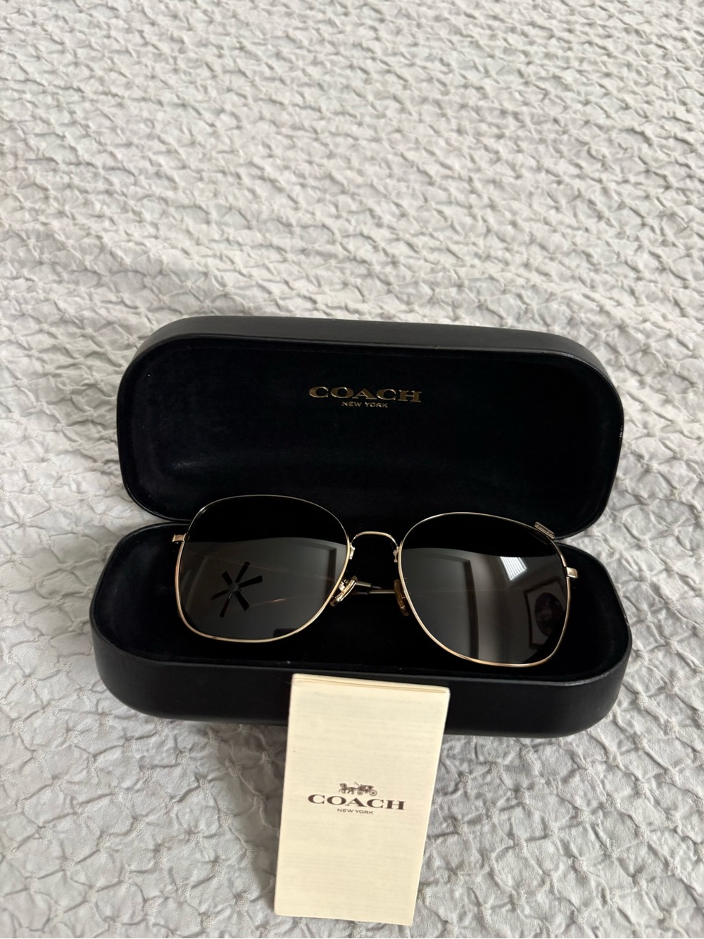 Coach Gold Metal Frame Sunglasses with Dark Brown Lenses - Picture 1 of 9
